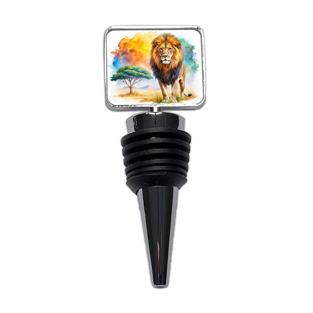 Lion African Plain Beautiful Watercolor Wine Bottle Stopper