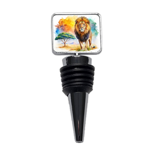 Lion African Plain Beautiful Watercolor Wine Bottle Stopper