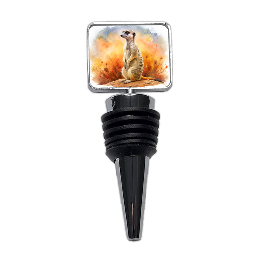Meerkat African Plain Beautiful Watercolor Wine Bottle Stopper