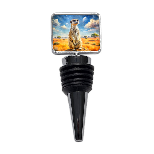 Meerkat African Plain Watercolor Design Wine Bottle Stopper