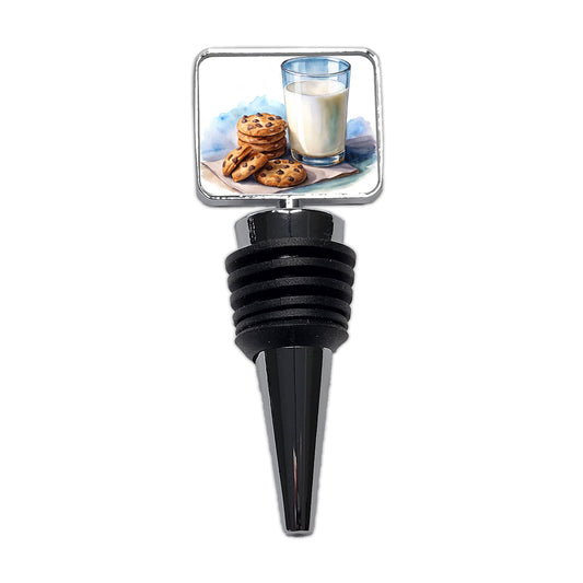 Milk Cookies Watercolor Wine Bottle Stopper