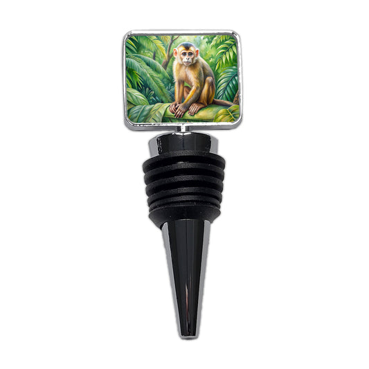 Monkey In Rainforest Watercolor Wine Bottle Stopper