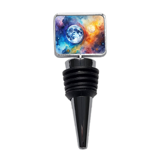 Moon Space Watercolor Design Astronomy Wine Bottle Stopper