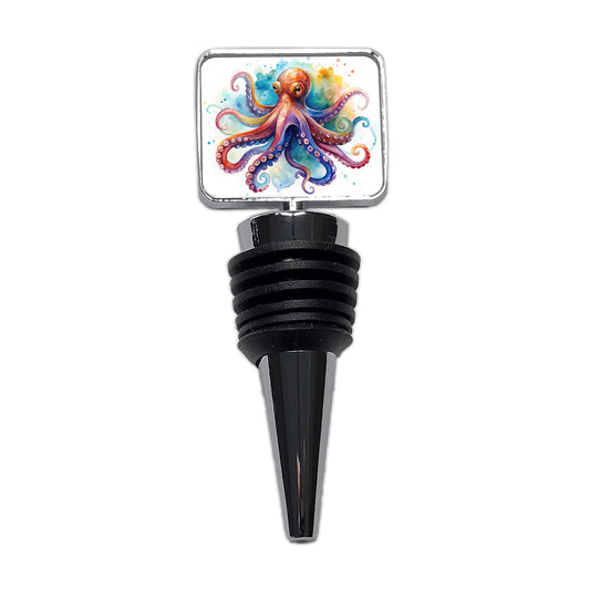 Octopus Watercolor Colorful Wine Bottle Stopper