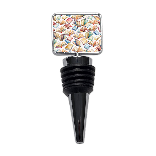 Open Books Watercolor Reader Reading Wine Bottle Stopper