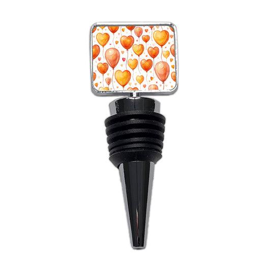 Orange Balloons Hearts Watercolor Birthday Wine Bottle Stopper