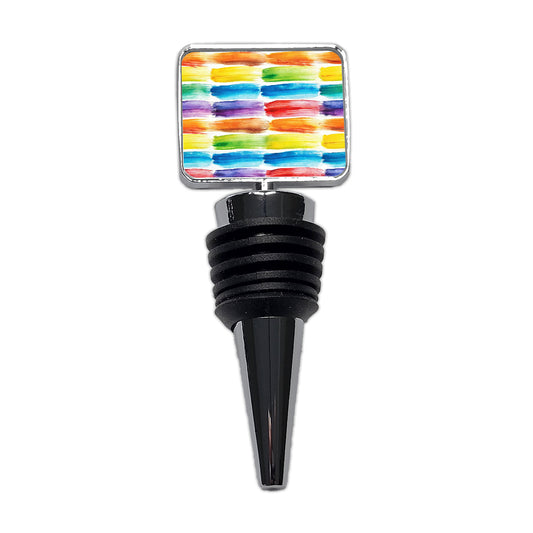 Paint Brush Strokes Watercolor Wine Bottle Stopper