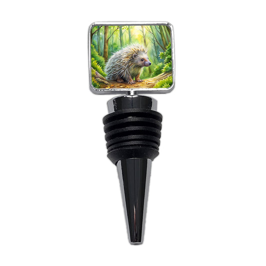 Porcupine In Forest Watercolor Wine Bottle Stopper