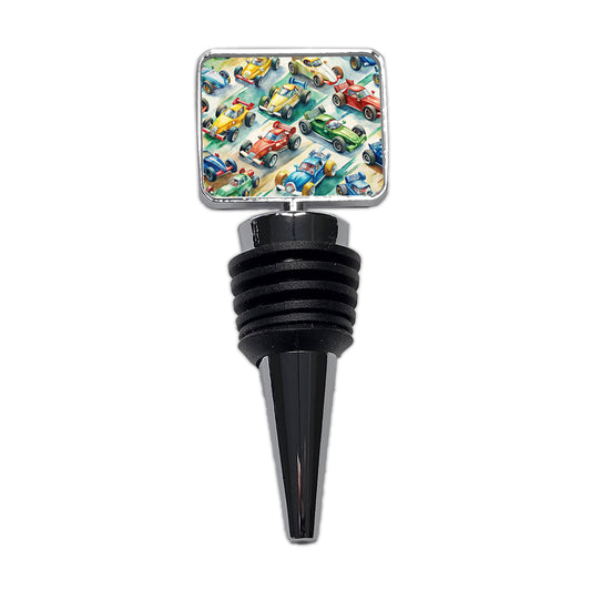 Race Cars Watercolor Wine Bottle Stopper
