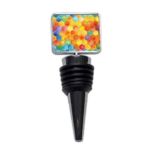 Rainbow Honeycomb Background Watercolor Wine Bottle Stopper