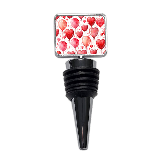Red Balloons Hearts Watercolor Love Anniversary Wine Bottle Stopper