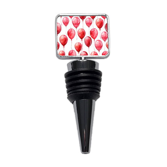 Red Balloons Watercolor Birthday Wine Bottle Stopper