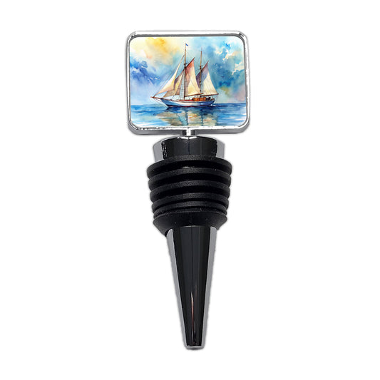 Sailboat At Sea Watercolor Design Wine Bottle Stopper