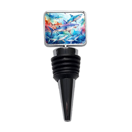 Sharks Watercolor Design Wine Bottle Stopper