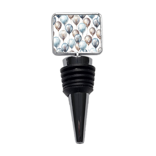 Silver Balloons Watercolor Birthday Anniversary Wine Bottle Stopper