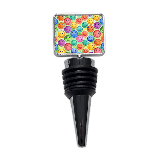 Smile Faces Watercolor Wine Bottle Stopper