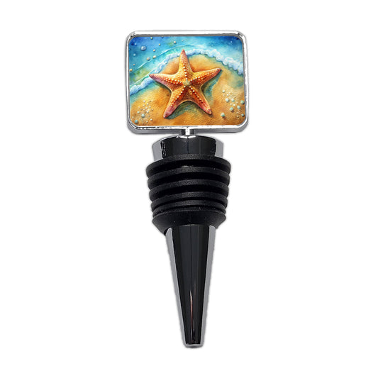 Starfish Sand Watercolor Design Wine Bottle Stopper