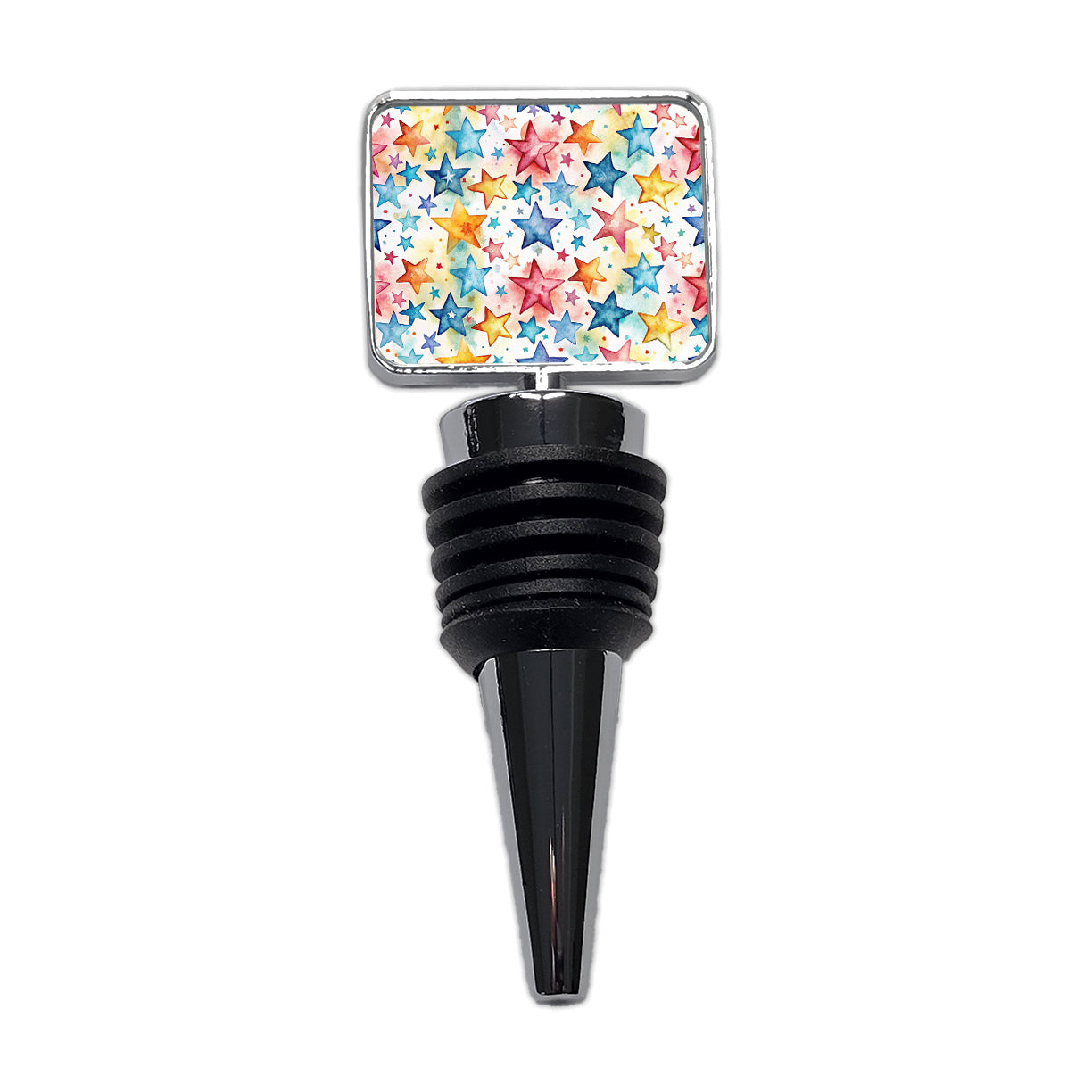 Stars Colorful Watercolor Wine Bottle Stopper