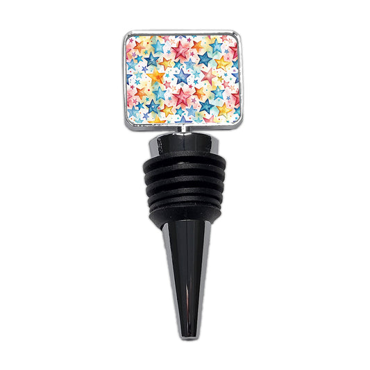 Stars Colorful Watercolor Wine Bottle Stopper