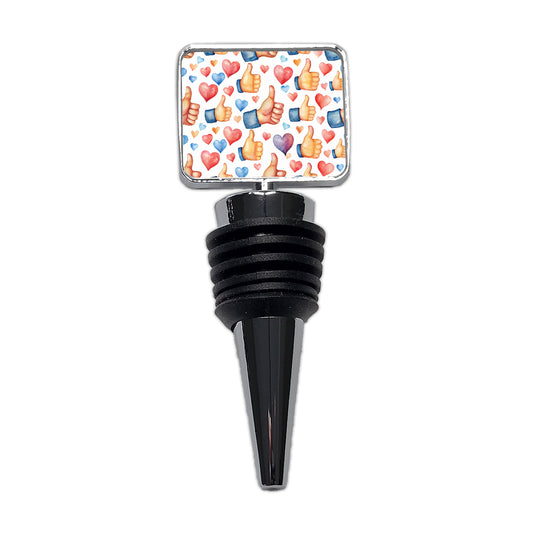Thumbs Up Hearts Watercolor Wine Bottle Stopper