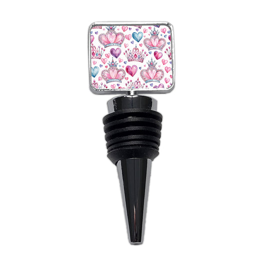 Tiaras Crowns Royalty Hearts Watercolor Wine Bottle Stopper