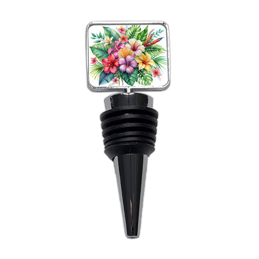 Tropical Flowers Watercolor Design Wine Bottle Stopper