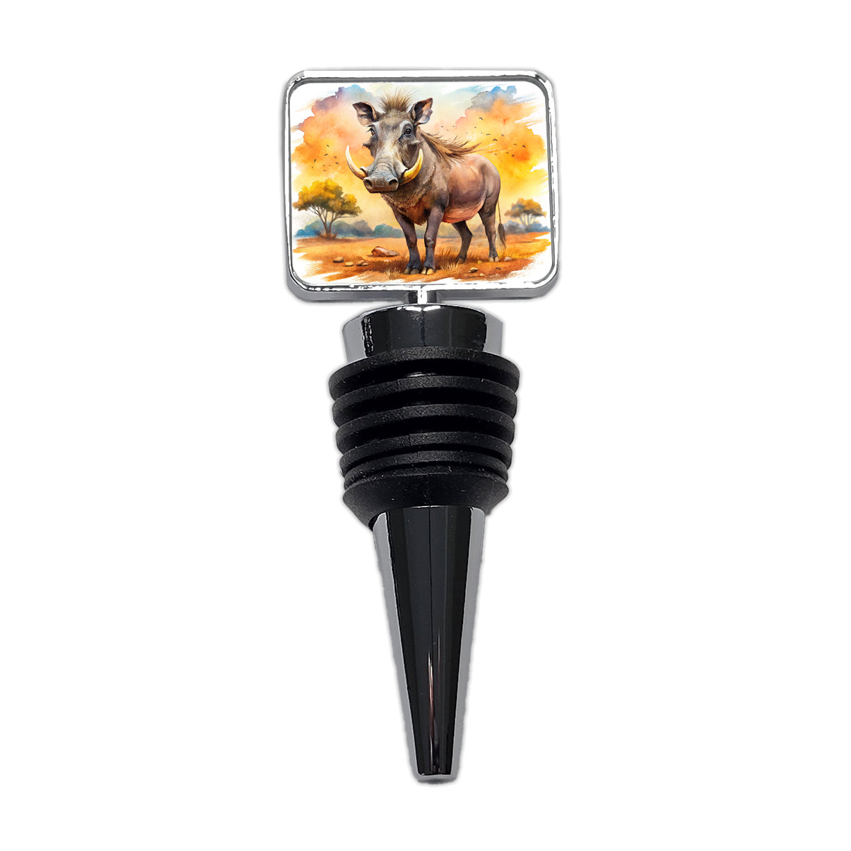 Warthog African Plain Watercolor Design Wine Bottle Stopper