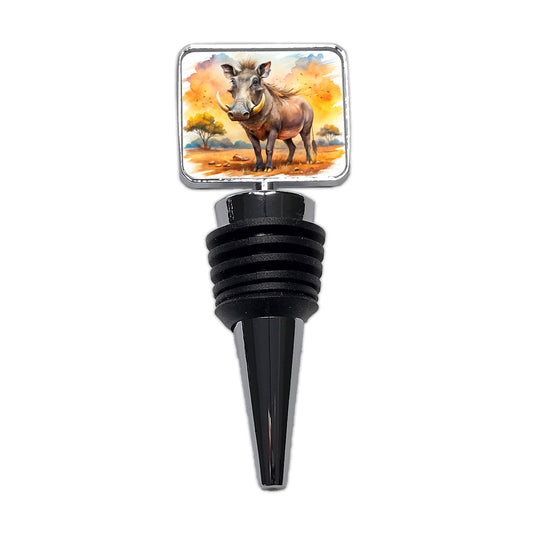 Warthog African Plain Watercolor Design Wine Bottle Stopper