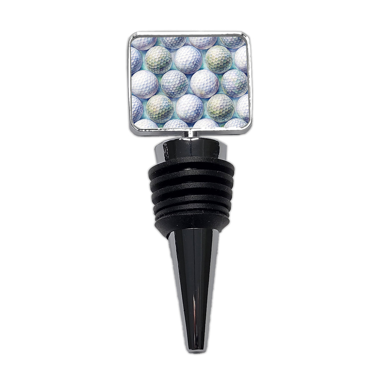 White Golf Balls Watercolor Wine Bottle Stopper