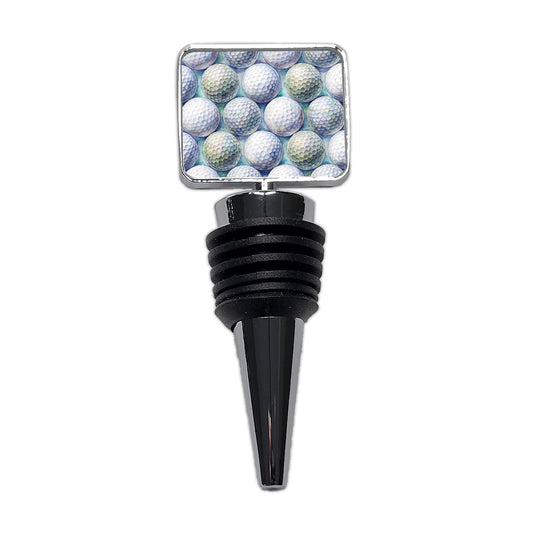 White Golf Balls Watercolor Wine Bottle Stopper