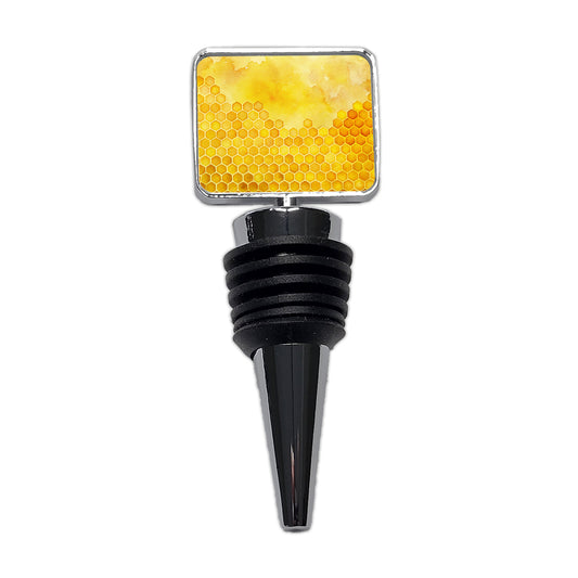 Yellow Honeycomb Background Watercolor Wine Bottle Stopper