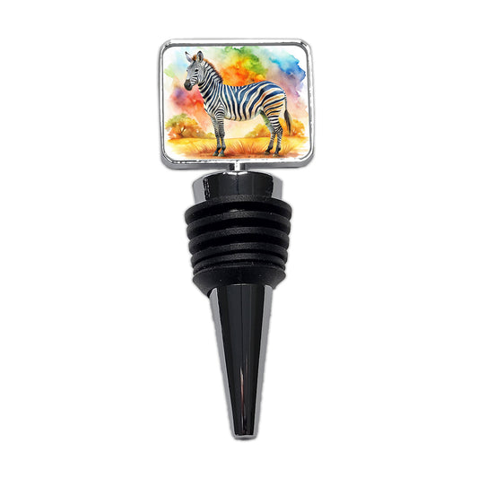 Zebra African Plain Watercolor Design Wine Bottle Stopper