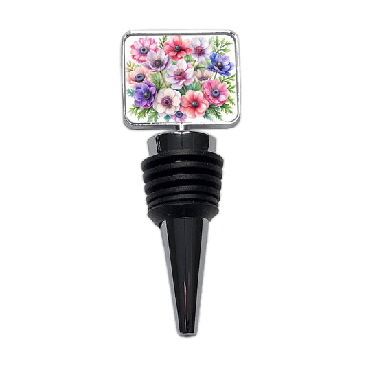 Anemone Flowers Watercolor Wine Bottle Stopper