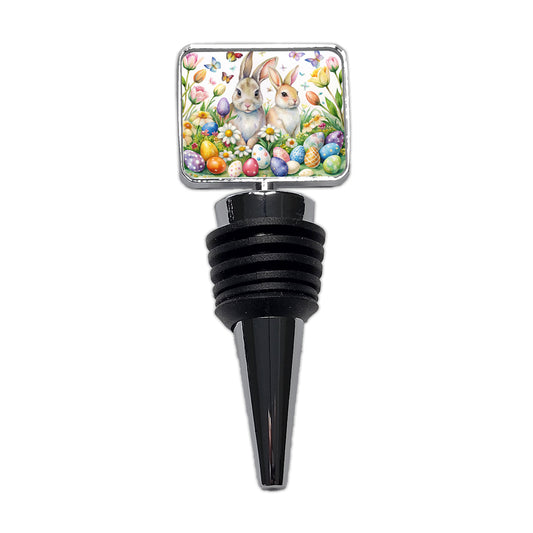 Beautiful Easter Bunnies Rabbits Eggs Flowers Wine Bottle Stopper