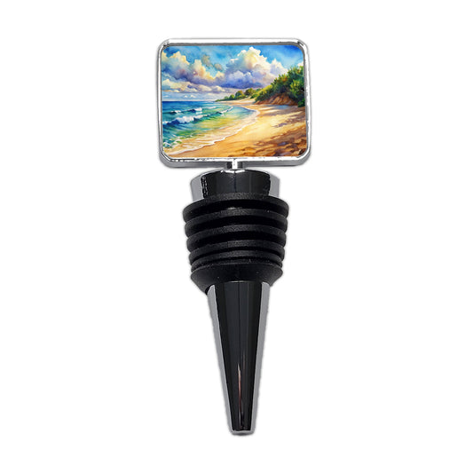 Beautiful Sandy Beach Watercolor Wine Bottle Stopper