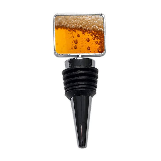 Beer Lager Closeup Foam On Top Funny Wine Bottle Stopper