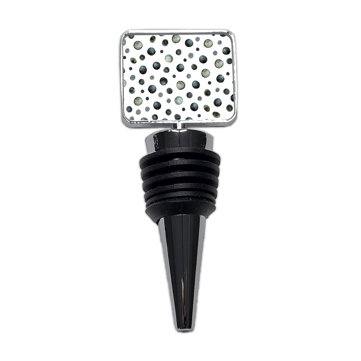 Black Polka Dots Fun White Background Wine Bottle Stopper