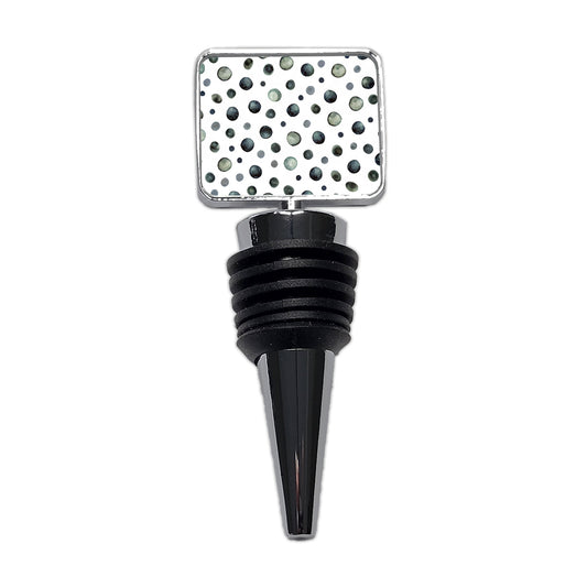 Black Polka Dots Fun White Background Wine Bottle Stopper