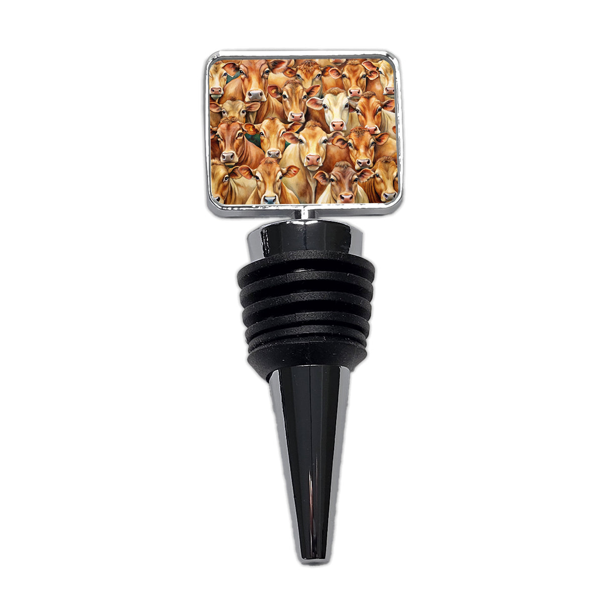 Bunch Of Brown Cow Faces Wine Bottle Stopper