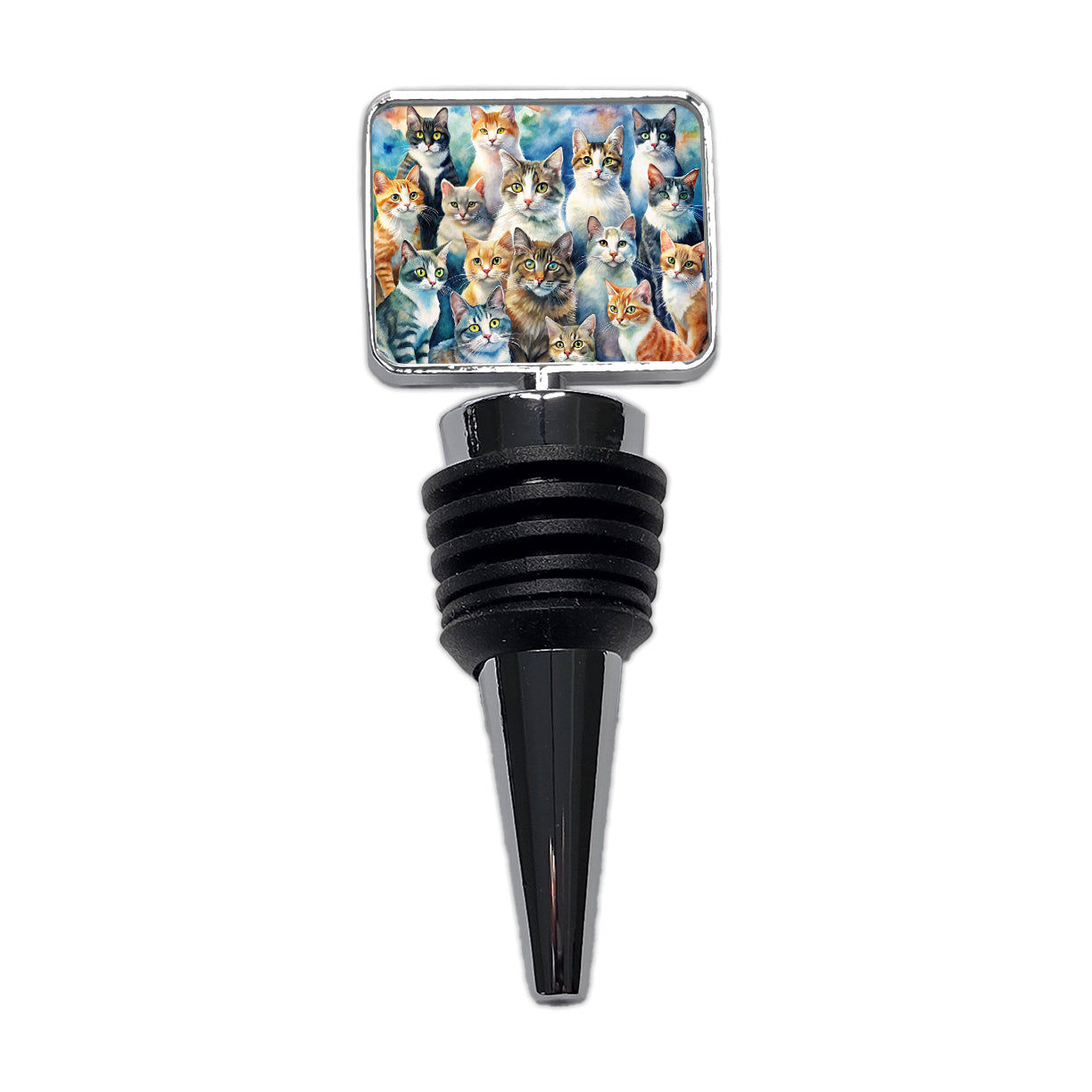 Bunch Of Cats Watercolor Wine Bottle Stopper