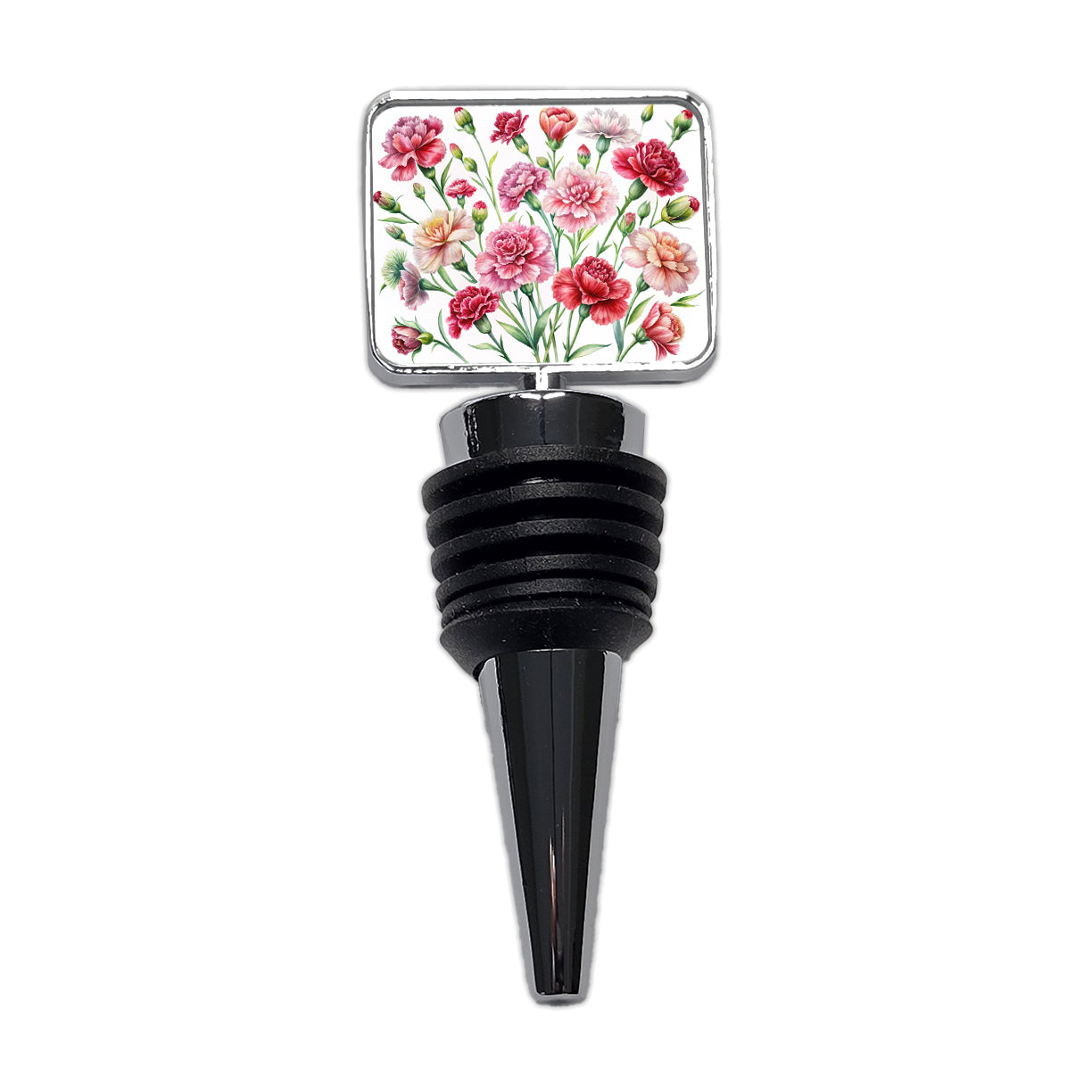 Carnations Flowers Watercolor Wine Bottle Stopper