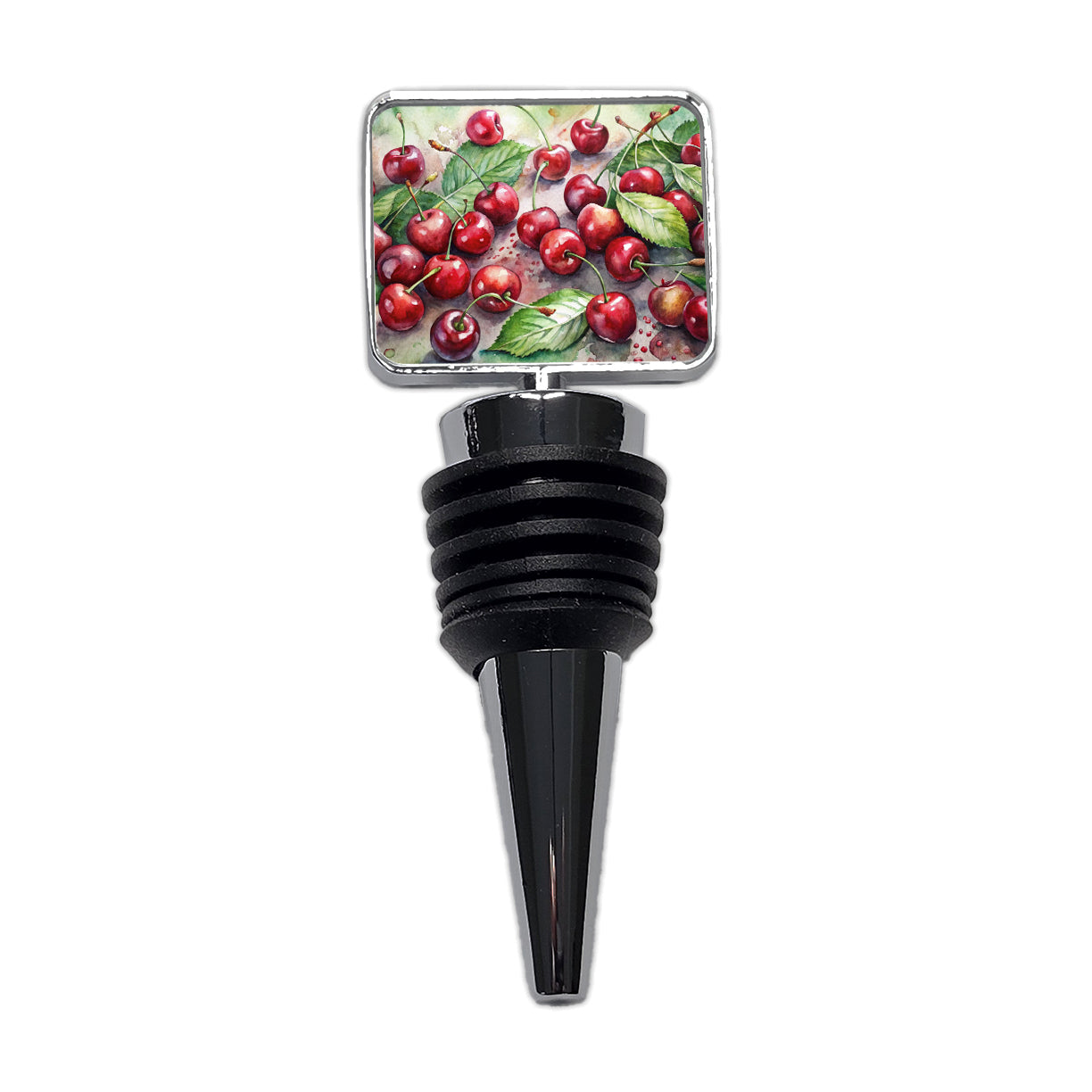 Cherries Fruit Watercolor Wine Bottle Stopper