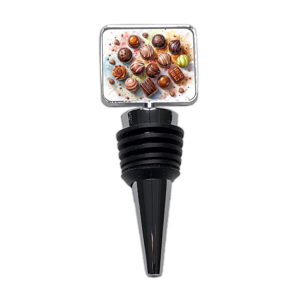 Chocolates Dark Milk Candy Watercolor Wine Bottle Stopper