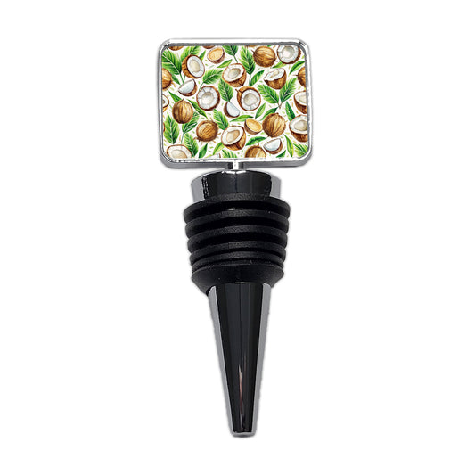 Coconut Pattern Watercolor Wine Bottle Stopper