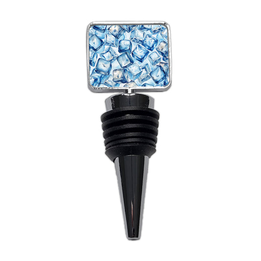 Crushed Ice Cubes Watercolor Wine Bottle Stopper