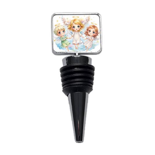 Cute Angels Watercolor Wine Bottle Stopper