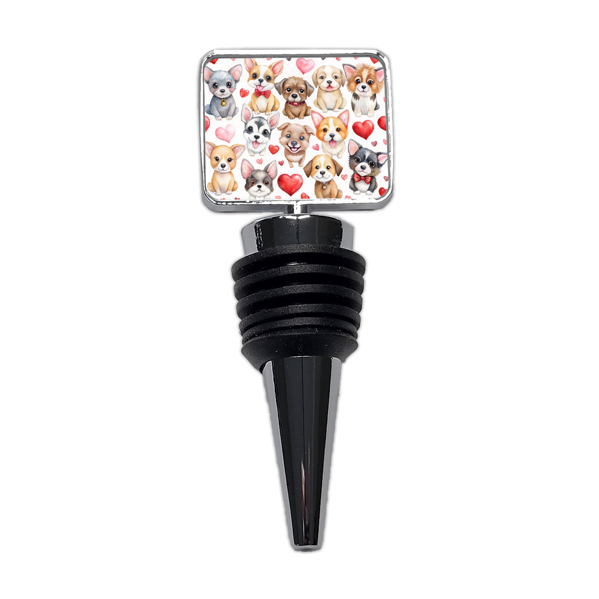 Cute Fun Dogs Hearts Watercolor Wine Bottle Stopper