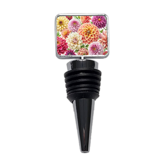 Dahlia Flowers Watercolor Wine Bottle Stopper