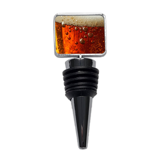 Dark Beer Closeup Foam Top Funny Wine Bottle Stopper