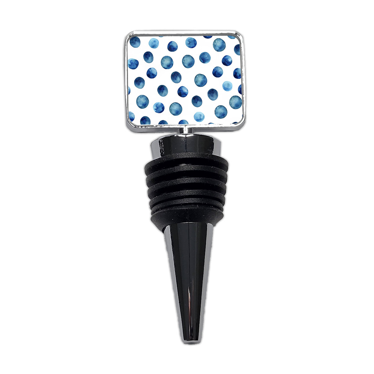 Dark Blue Polka Dots Fun White Background Wine Bottle Stopper